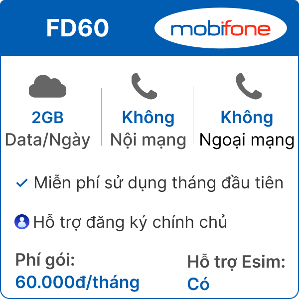 Sim 4G Mobifone Fd50 2.5Gb/Ngày | Giá Rẻ