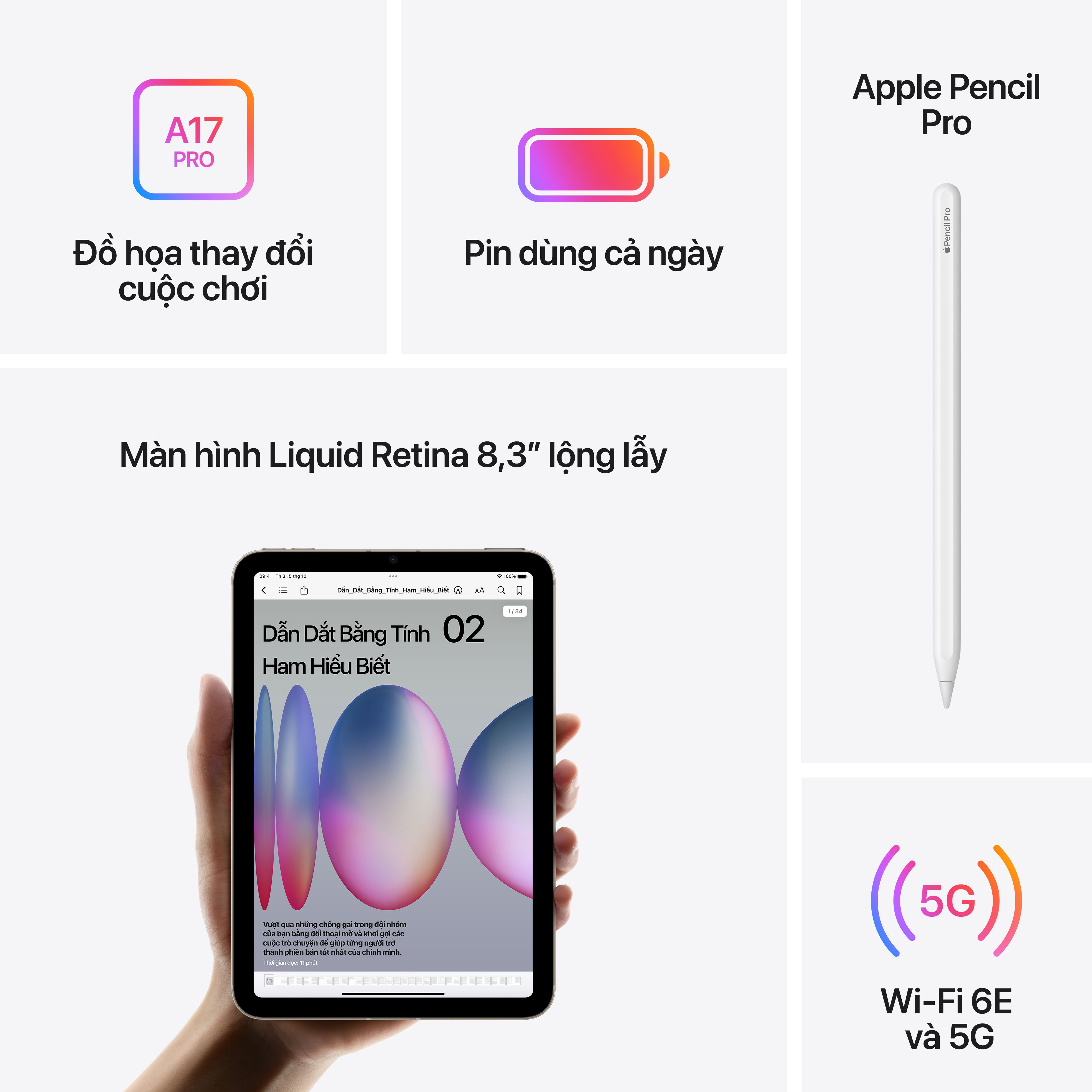 iPad Mini 7 2024 Wifi 256GB | Giá rẻ, hỗ trợ trả góp 0%