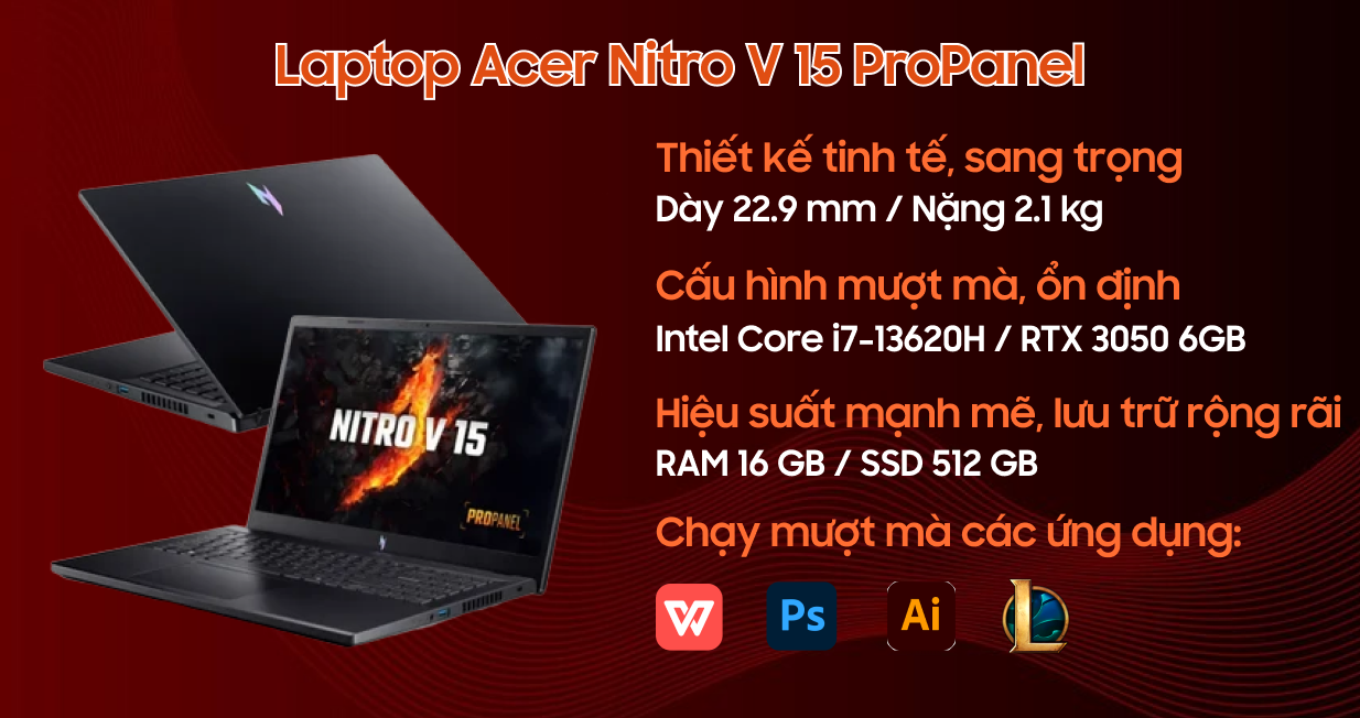 Laptop Acer Nitro V 15 ProPanel ANV155173UU Giá rẻ, trả góp 0