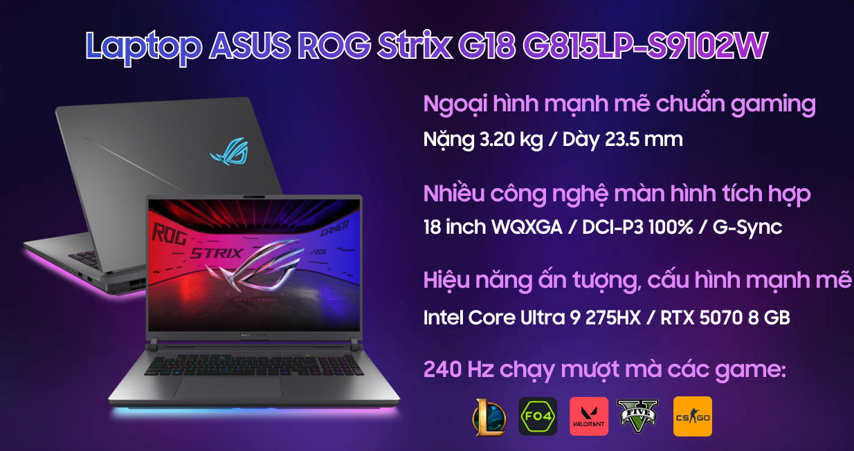 Laptop ASUS ROG Strix G18 G815LP-S9102W | Giá rẻ, trả góp 0%