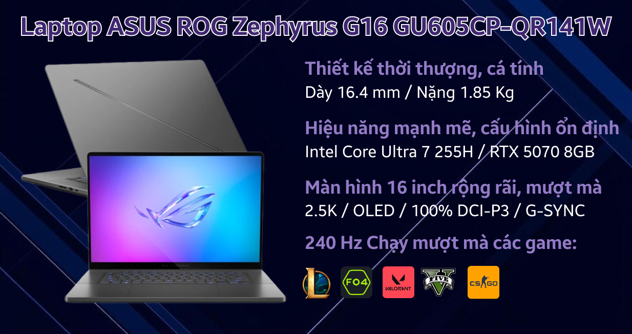 Laptop ASUS ROG Zephyrus G16 GU605CP-QR141W