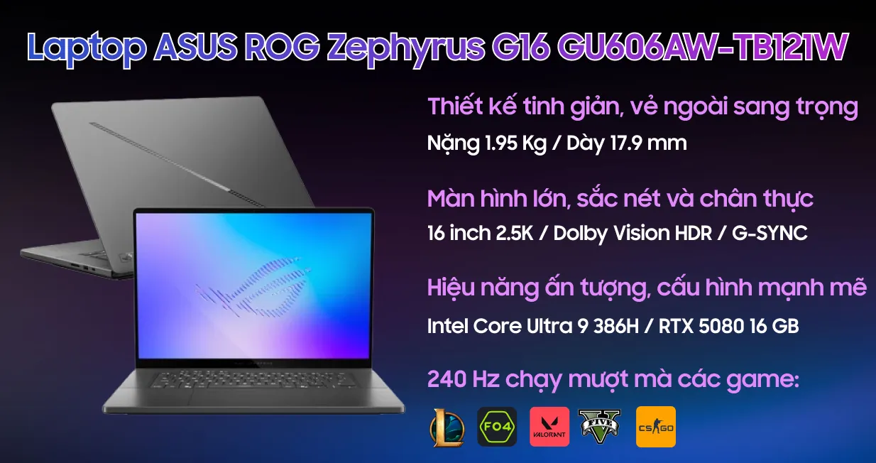 Laptop ASUS ROG Zephyrus G16 GU606AW-TB121W