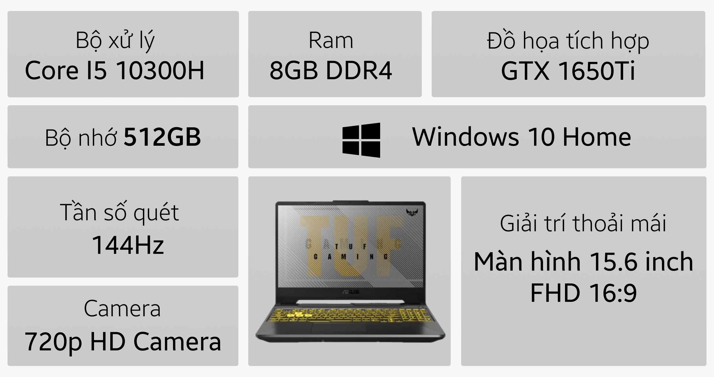 Laptop ASUS TUF Gaming FX506LI Giá rẻ, trả góp 0%