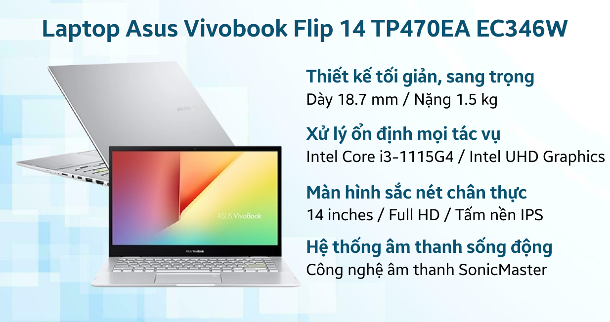 Laptop Asus Vivobook Flip 14 TP470EA EC346W | Giá rẻ, trả góp 0%
