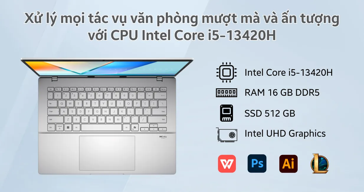 ASUS VivoBook S3407CA: i5 13450H/16G/512G/14in FHD+ IPS/BH lâu 33th !! - 4