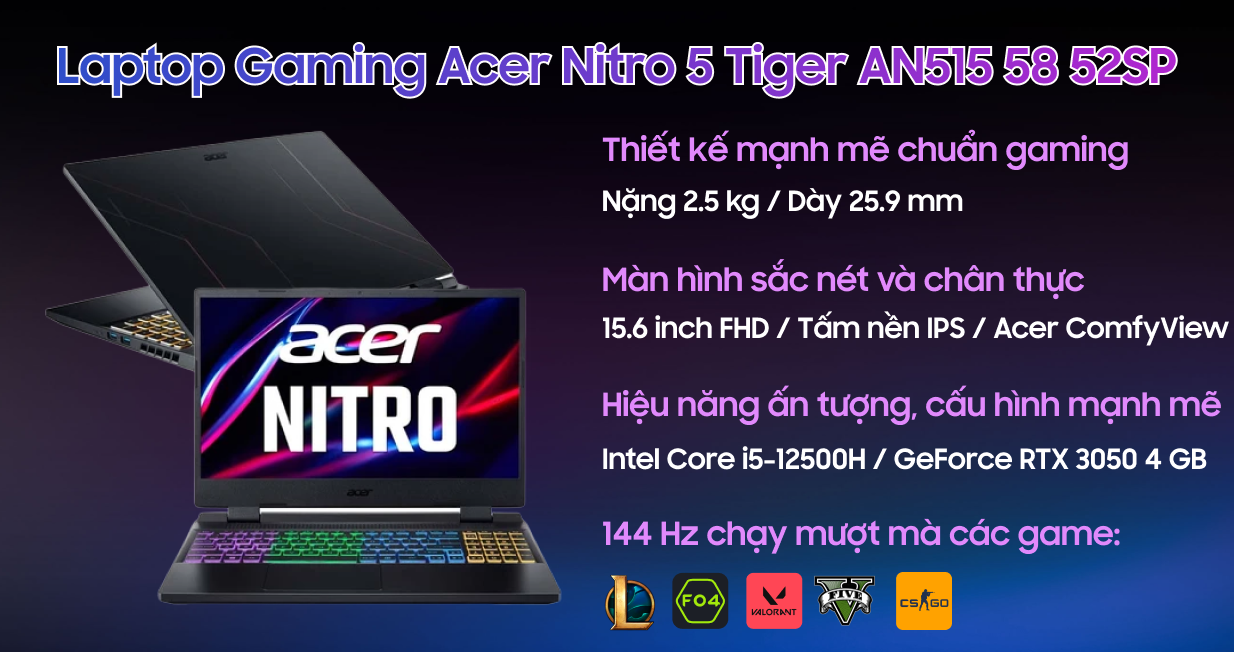 Laptop Gaming Acer Nitro 5 Tiger AN515 58 52SP Laptop Gaming Acer Nitro 5 Tiger AN515 58 52SP
