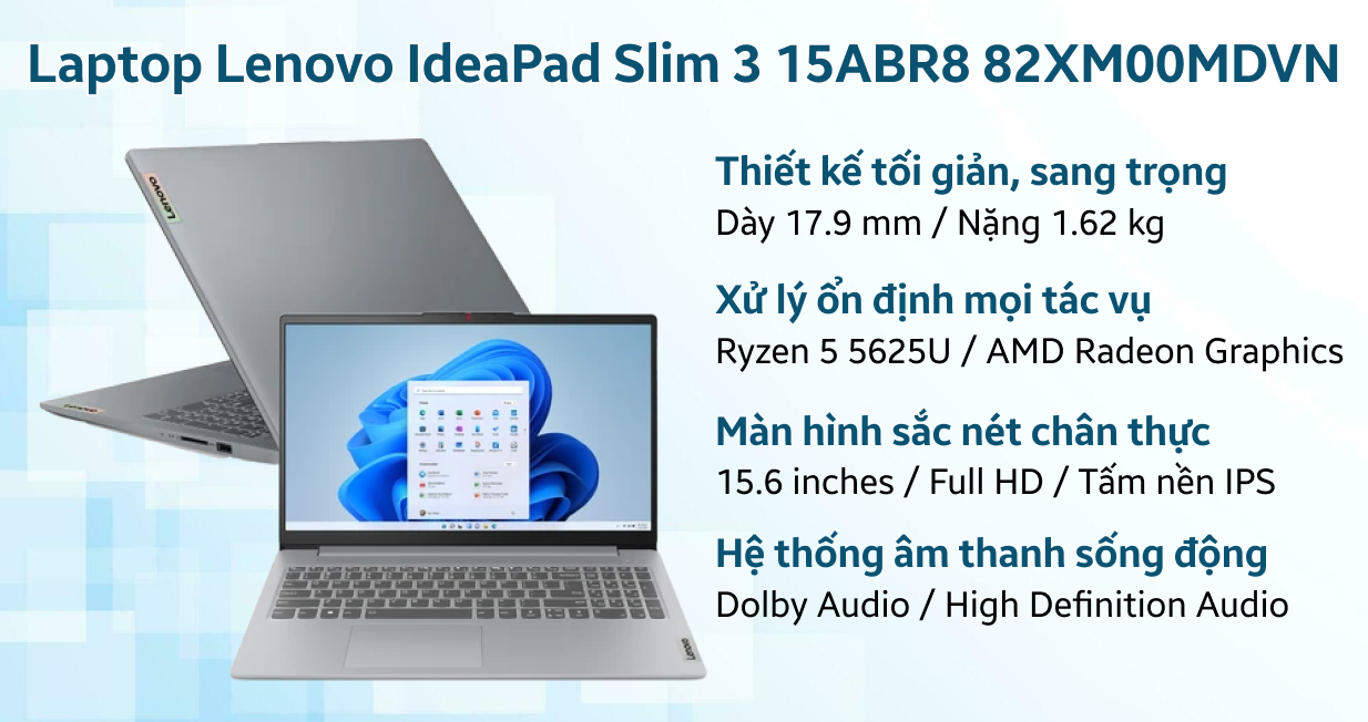 LENOVO IdeaPad Slim 3: Ryzen5 5625u/16G/15.6in FHD IPS/còn BH lâu 30th - 2