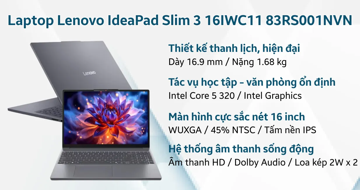 Laptop Lenovo IdeaPad Slim 3 16IWC11 83RS001NVN