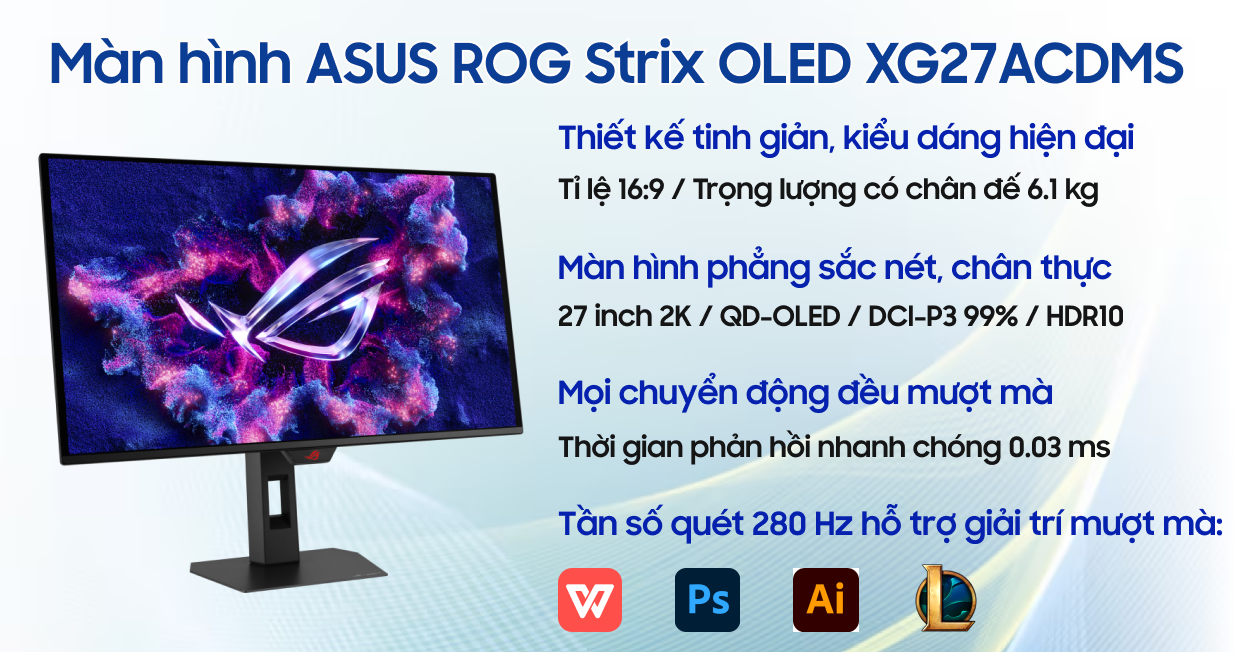 ROG Strix OLED XG27ACDMS 280Hzゲーミングモニター ROG Strix OLED XG27ACDMS | Monitor Gaming | ASUS Romania