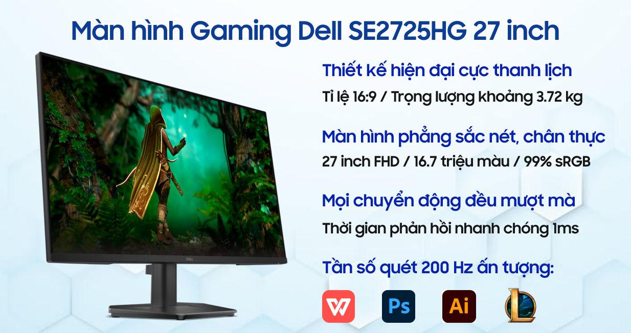 Màn hình Gaming Dell SE2725HG 27 inch | Giá rẻ, trả góp 0%