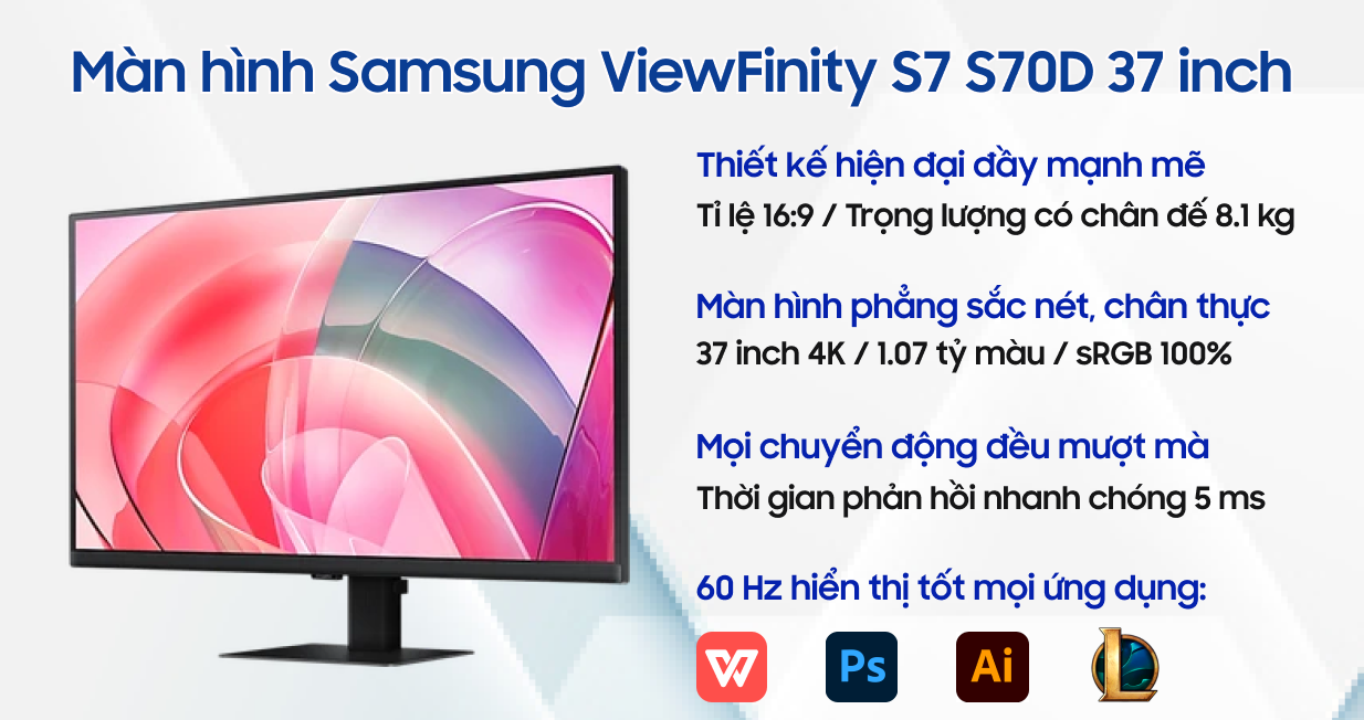 Màn hình Samsung ViewFinity S7 S70D LS37D702EAEXXV 37 inch | Giá rẻ ...
