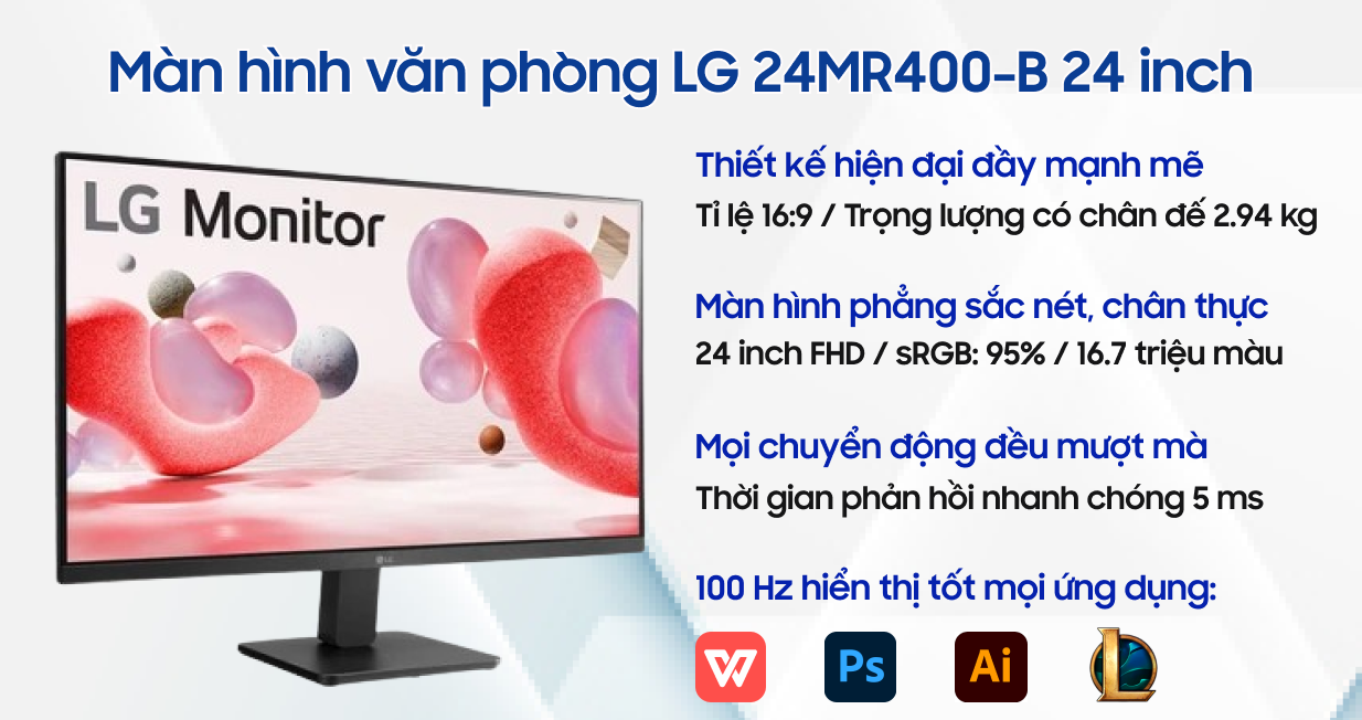 Màn hình văn phòng LG 24MR400-B 24 inch | Giá rẻ, trả góp 0% Màn hình văn phòng LG 24MR400-B 24 inch | Giá rẻ, trả góp 0%