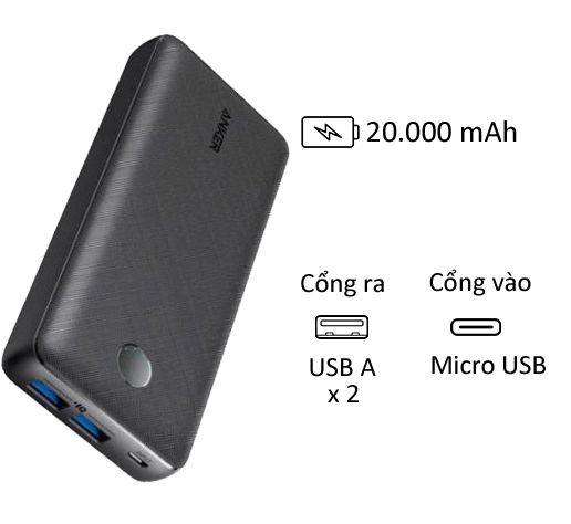 Hàng cũ Pin dự phòng Anker PowerCore Select 20000mAh A1363 - Giá rẻ