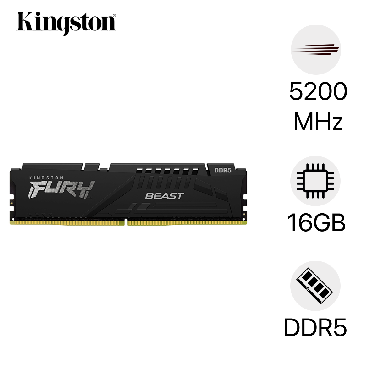 2個 KINGSTON FURY DDR5 16GB 5200MHz Kingston FURY BEAST DDR5 16GB