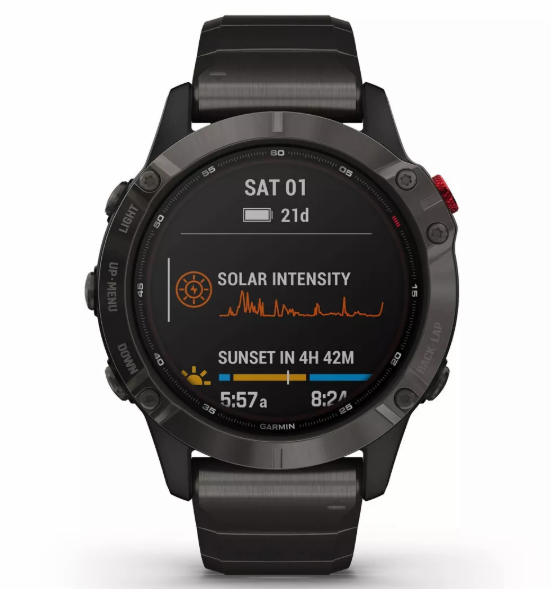 Đồng hồ thông minh Garmin Fenix 6 Pro Solar Dây Silicone Viền Titanium ...
