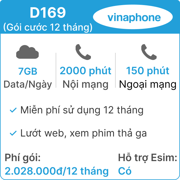 Sim 4g Vinaphone D169 7gb Ngay 12 Thang 1  