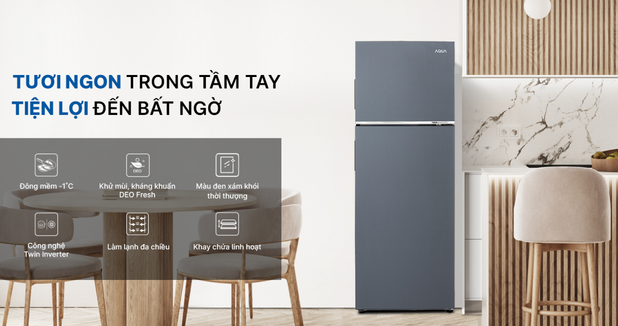 Tủ lạnh AQUA 283 lít 2024 (AQR-T299FA(SL)) | Giá tốt