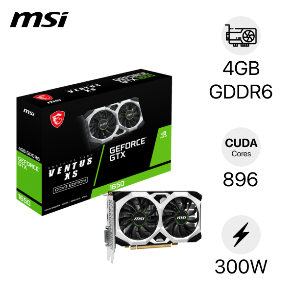 VGA MSI GeForce GTX 1650 4GB D6 VENTUS XS OCV3 | Giá rẻ