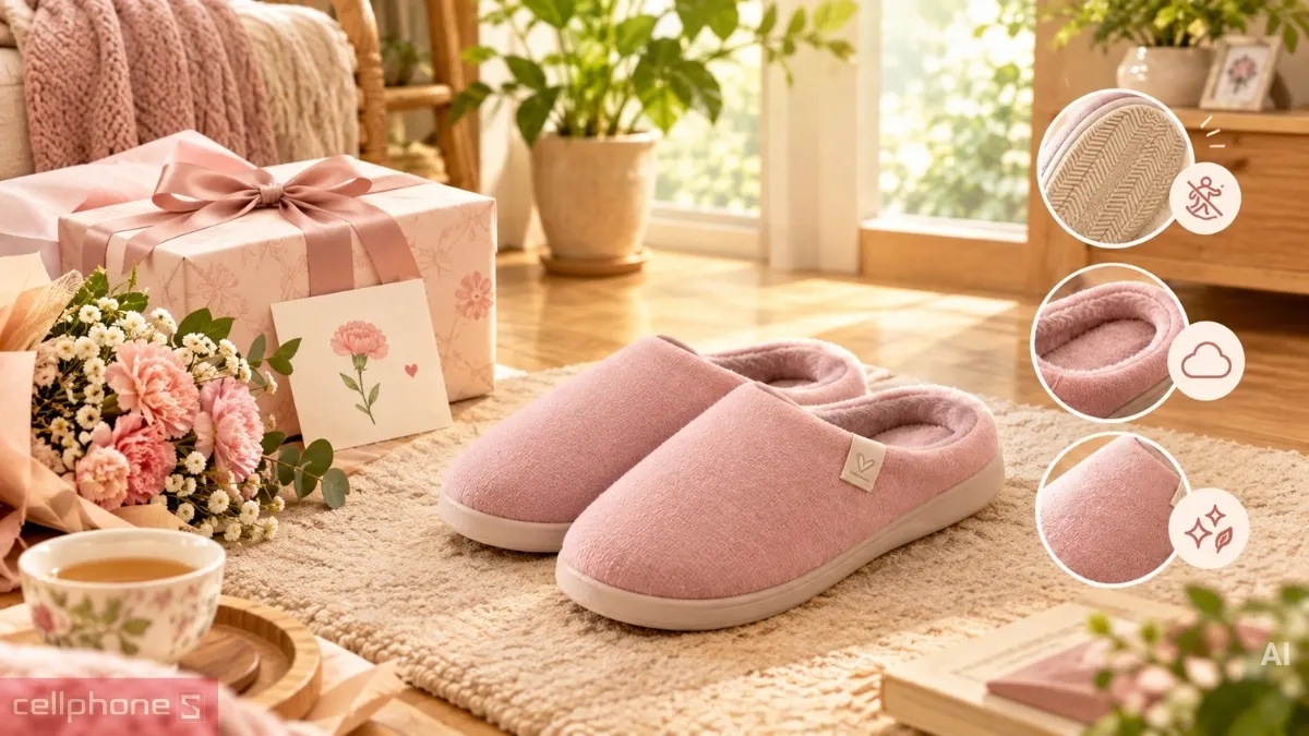 Dép đi trong nhà chống trượt giúp bà di chuyển thoải mái và thuận tiện