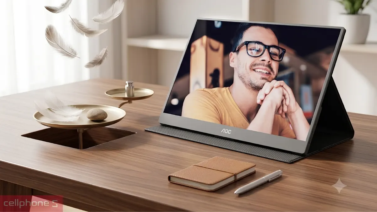 Màn hình AOC 16T10 15.6 inch có thiết kế tinh gọn, trọng lượng nhẹ
