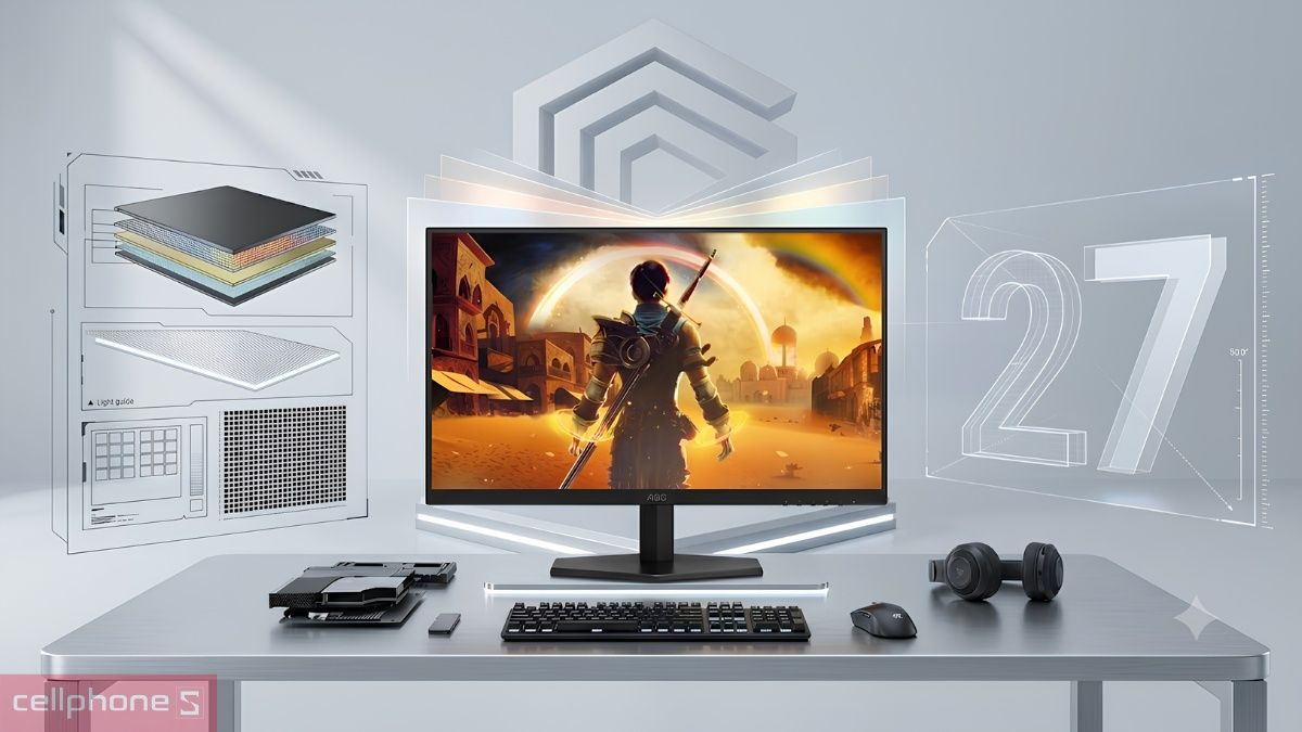 Màn hình AOC Q27G42ZE 27 inch QHD với tấm nền tiên tiến