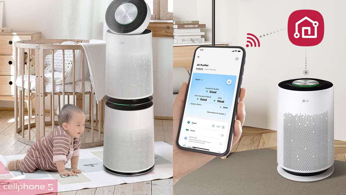 Máy lọc không khí LG kết nối LG ThinQ và hỗ trợ tính năng chăm sóc không khí Baby Care
