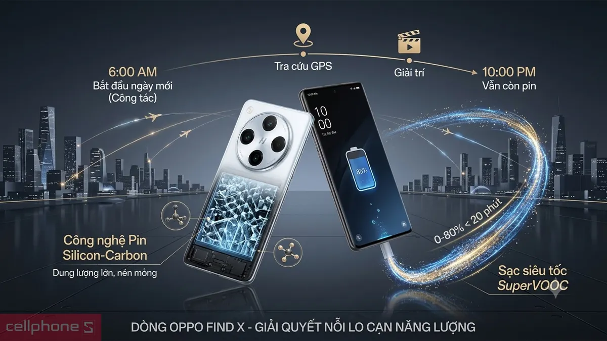 OPPO Find X đáp ứng nhu cầu sử dụng với pin Silicon-Carbon bền bỉ