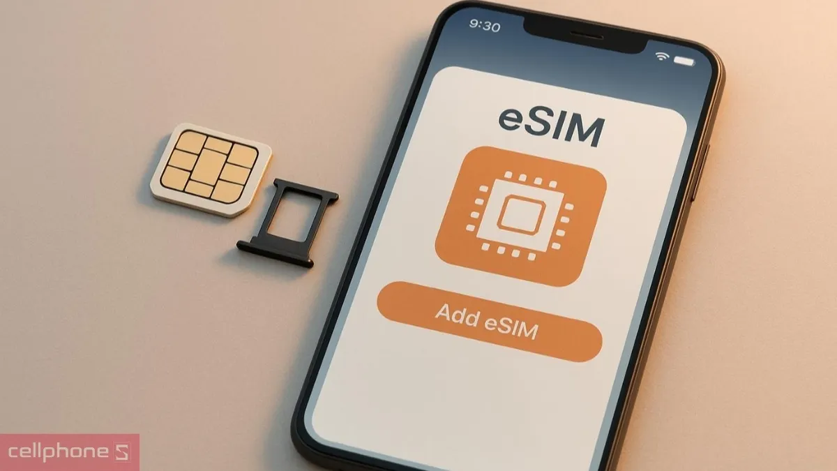 eSIM tích hợp trực tiếp giúp tối ưu không gian phần cứng thiết bị