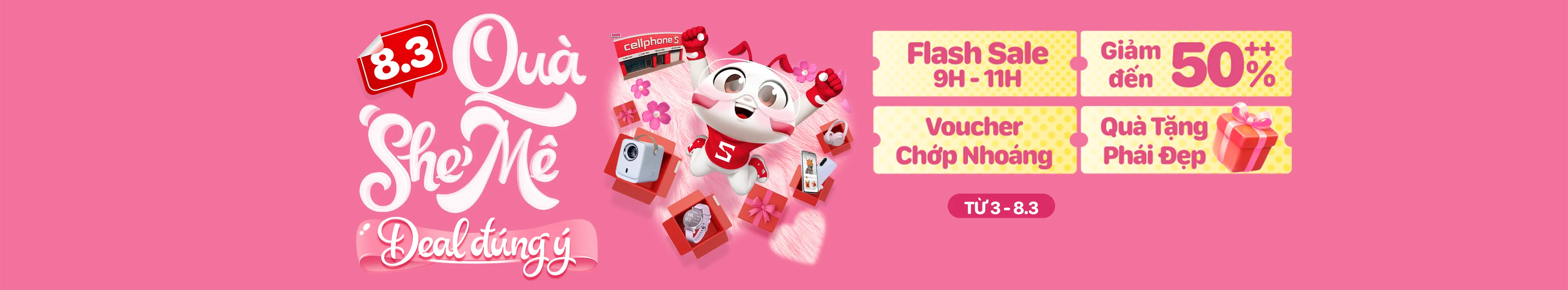 Chương trình Quà She Mê Deal Đúng Ý ưu đãi quà 8/3 cho sếp nữ giảm đến 70% từ 3/3–8/3