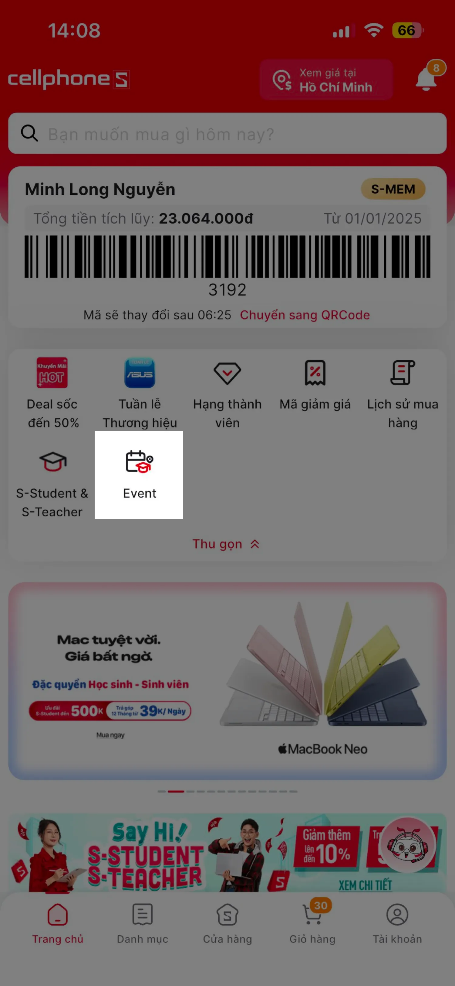 Trang chủ — mục Event