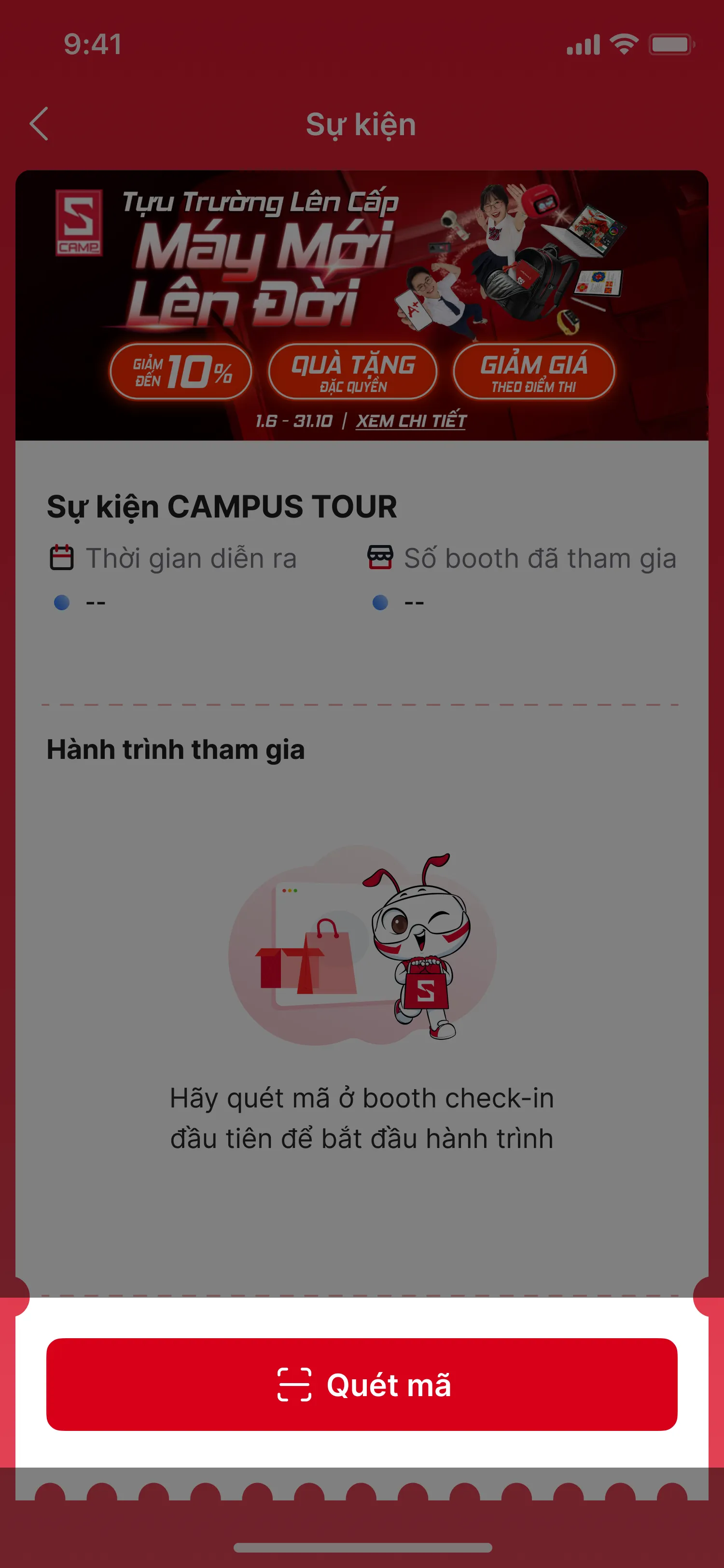 Nút Quét màu đỏ