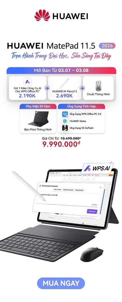 Huawei MatePad 11.5 2026 8GB 128GB, Kèm bàn phím