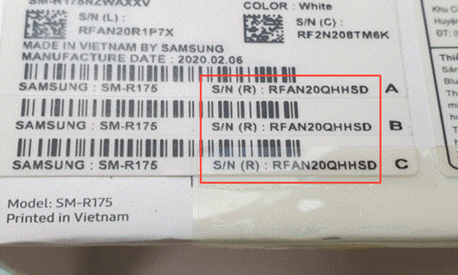 Lấy số S/N (R)