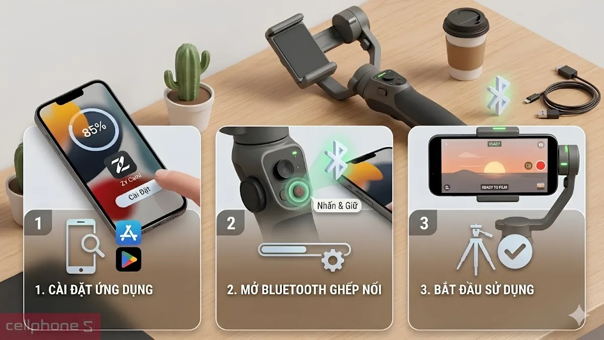 Hướng dẫn cách ghép nối Gimbal với điện thoại