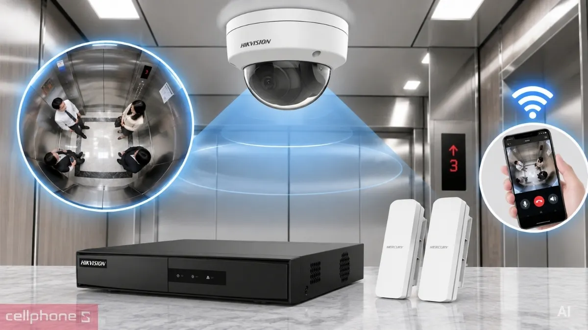 Bộ Camera Hikvision tích hợp đầu ghi cho nhu cầu giám sát thang máy