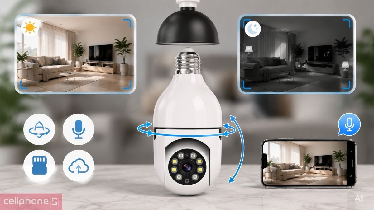 Yoosee HK211 linh hoạt thay đổi góc nhìn với khả năng xoay 355°