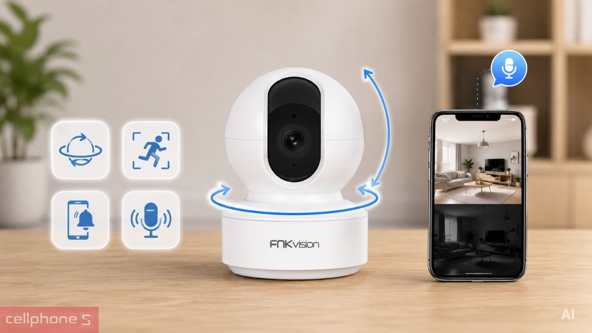 Yoosee Fnkvision U2 ghi hình 5MP rõ nét, giám sát linh hoạt