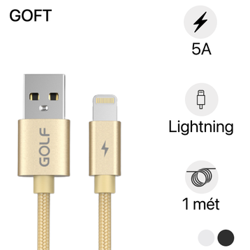 Cáp Golf USB-A to Lightning 5A GC 76i dây dù 1 mét | Giá rẻ