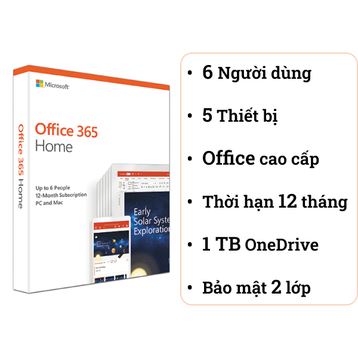 Phần mềm Microsoft Office 365 Home bản quyền 1 năm chính hãng