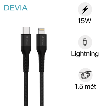 Cáp Devia sạc nhanh USB-C to Lightning bọc dù dài  | Giá rẻ