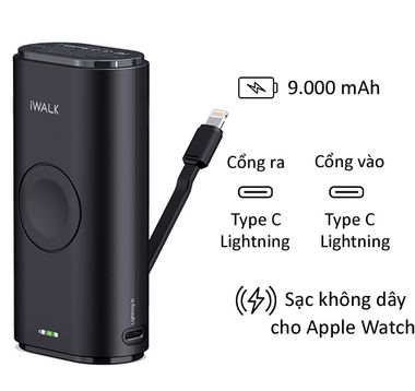 Pin sạc dự phòng iWalk Link Me Watch Lightning DBL9000W 9000mAh | Giá rẻ